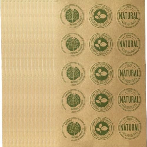 Runder Kraftpapier-Aufkleber 150 Stück natürliches Bio-Produkt Siegelaufkleber Vintage handgefertigtes Geschenkverpackungsetikett von Generic