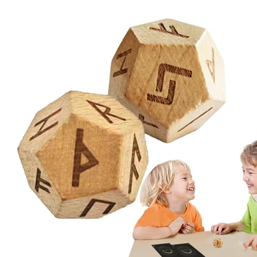Rune-Set: 2-teilige Prophezeiungswürfel mit Gravur, Mini-Fortune-Werkzeuge für mystische Übungen, , tragbarer Spaß, tägliche Reflexion, historisch von Generic