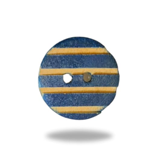 Runrise Holzknöpfe mit 2 Löchern, naturfarben, hellbraun und blau, 5 Stück von Generic