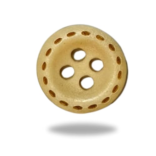 Runrise Holzknöpfe mit 4 Löchern, naturfarben, hellbraun, 5 Stück von Generic