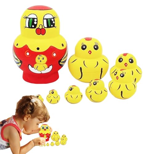 Russische Nistpuppen Huhn - Holzset Russische Nistpuppen, Vintage-Nistpuppen-Set | Stapelbare Nistpuppen Mit Tiermuster, Sammlerstück, Russische Holzpuppen, Geschenk Für Tischdekoration Russische Nistpuppen Huhn - Holzset Russische Nistpuppen, Vintage-Nistpuppen-Set | Stapelbare Nistpuppen Mit Tiermuster, Sammlerstück, Russische Holzpuppen, Geschenk Für Tischdekoration von Generic