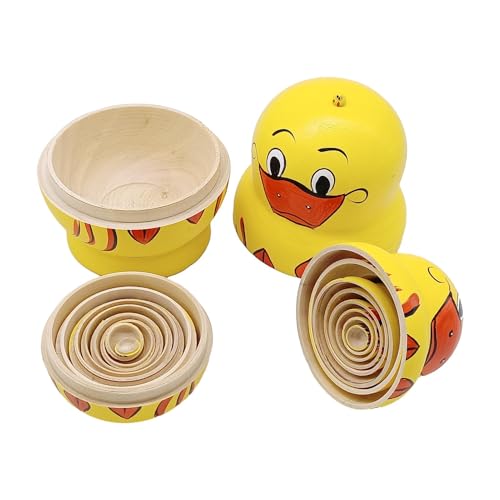 Russische Stapelpuppen – 10 Stück russische hölzerne Enten-Stapelpuppen, lustiges Spielzeug für Kinder, russische Matroschka-Puppe, Stapelpuppen für Schränke, Wohnzimmer von Generic