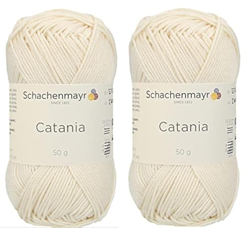 SMC Catania Originals 100 % merzerisiertes Baumwollgarn, insgesamt 100 g, 50 g, 136 Yrds Amigurumi Garn Fine-Sport 2 (130 Creme) von Generic