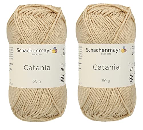 SMC Catania Originals 100 % merzerisiertes Baumwollgarn, insgesamt 100 g, 50 g, 136 Yrds Amigurumi Garn Fine-Sport 2 (404 Sand) von Generic