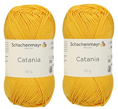 SMC Catania Originals Garn, 100 % merzerisierte Baumwolle, insgesamt 100 g, je 50 g, 136 m Amigurumi-Garn Fine-Sport 2 (208 Sonne) ne) von Generic
