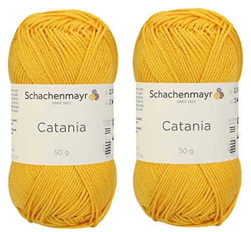 SMC Catania Originals Garn, 100 % merzerisierte Baumwolle, insgesamt 100 g, je 50 g, 136 m Amigurumi-Garn Fine-Sport 2 (208 Sonne) ne) von Generic