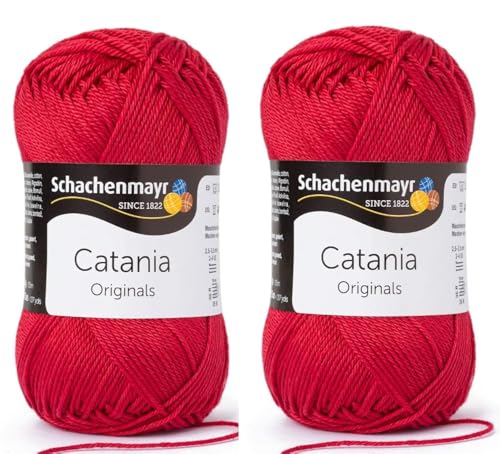 SMC Catania Originals Garn, 100% merzerisierte Baumwolle, insgesamt 100 g, je 50 g, 136 m Amigurumi-Garn Fine-Sport 2 (424 Kir) sche) von Generic