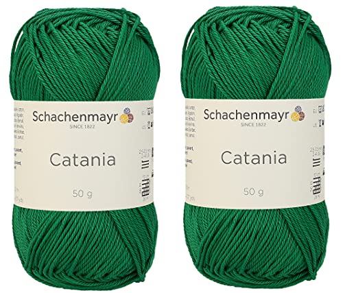 SMC Catania Originals Garn, 100 % merzerisierte Baumwolle, insgesamt 100 g, je 50 g, 136 m Amigurumi-Garn Fine-Sport 2 (430 SMARAG) D) von Generic