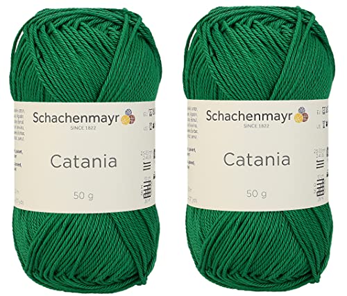 SMC Catania Originals Garn, 100 % merzerisierte Baumwolle, insgesamt 100 g, je 50 g, 136 m Amigurumi-Garn Fine-Sport 2 (430 SMARAG) D) von Generic