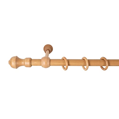 SN Deco - Stilgarnitur Gardinenstange Vorhangstange Ares, Holz, 28 mm, 1-Lauf, Komplettset mit Ringen, 140 cm (Eiche) von Generic
