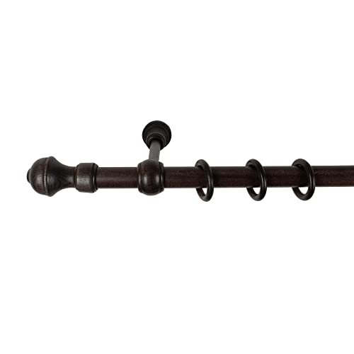 SN Deco - Stilgarnitur Gardinenstange Vorhangstange Ares, Holz, 28 mm, 1-Lauf, Komplettset mit Ringen, 140 cm (Wenge) von Generic