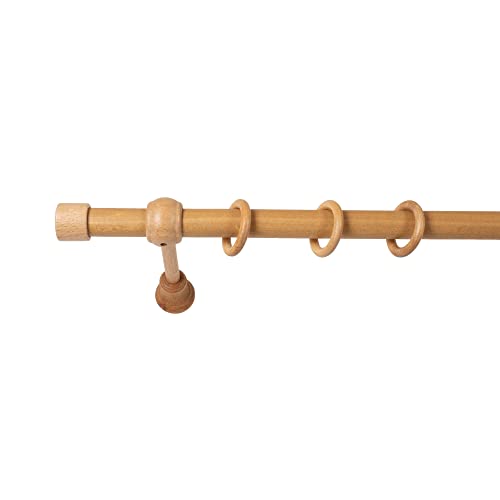 SN Deco - Stilgarnitur Gardinenstange Vorhangstange Cafiro, Holz, 28 mm, 1-Lauf, Komplettset mit Ringen, 160 cm (Eiche) von Generic