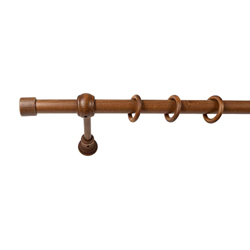 SN Deco - Stilgarnitur Gardinenstange Vorhangstange Cafiro, Holz, 28 mm, 1-Lauf, Komplettset mit Ringen, 160 cm (Walnuss) von Generic