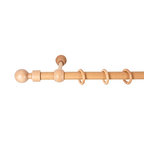 SN Deco - Stilgarnitur Gardinenstange Vorhangstange Giro, Holz, 28 mm, 1-Lauf, Komplettset mit Ringen, 180 cm (Eiche) von Generic