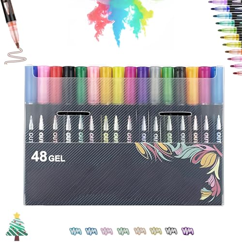 Sakesfor/Neattidyly Magische Stifte, Illuminateupon/Neattidyly Marker Pen for Highlight, Double Line Outline Pens, Graffiti Dotting Point Liner Pens(48 Colors) von Generic