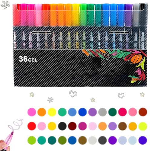 Sakesfor/Objectivew/Neattidyly Magische Stifte, Peliaral Marker Pen for Highlight, Double Line Quick Dry Graffiti Pens, Metallic Squiggles Outline Glitter Markers(36pcs) von Generic