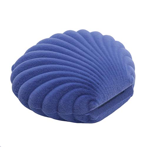 Samt-Halskette in Muschelform, Geschenkbox, Schmuckschatulle, Blau, hervorragende Qualität und kreativ, 65 x 55 x 30 mm, andere Edelsteine von Generic