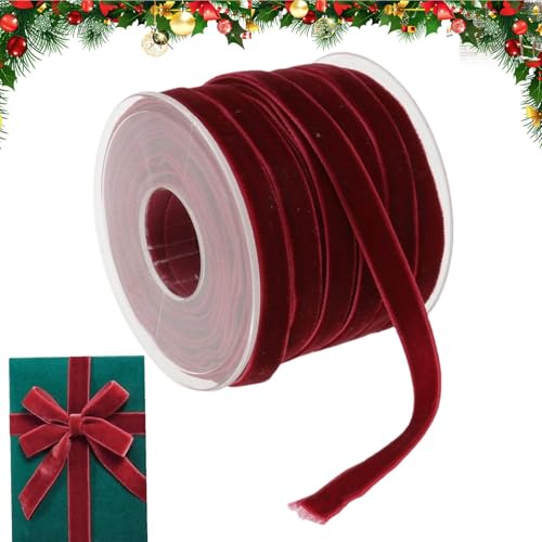 Samtband – Samtband Vintage – Weihnachtsband aus Samt für Geschenkverpackung – Samtband 0,4 Zoll für die Herstellung von Schleifen – aus Stoff von 20 Metern für Ch Zange von Generic
