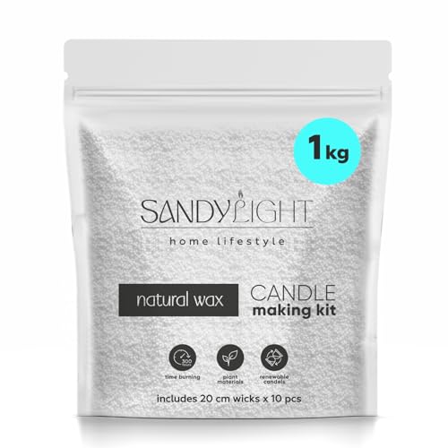 SandyLight-Set zur Herstellung von losen Kerzen in Behältern, wiederverwendbaren Pulver- und Perlenkerzen. Feines 1 kg Granulat und 10 Dochte. Geruchlos, ungiftig, luxuriös, langlebig von Generic