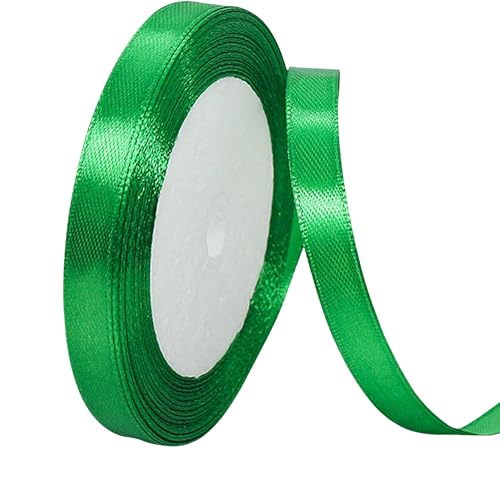 Satinband-Rollen-Set, verschiedene Farben, dekorative Bastelbänder für Geschenkverpackungen, DIY-Projekte, Schleifen und Event-Dekorationen, 2,8 cm breit, Grün von Generic