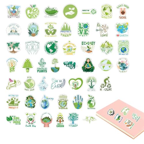 Save The Earth Sticker | Erdschutzaufkleber | 50X Planetenschutzaufkleber,Wasserdichte Erde Love Art Aufkleber, Ästhetisches Eco Nature-Aufkleberpaket für Scrapbook, Tagebuch, Telefon von Generic