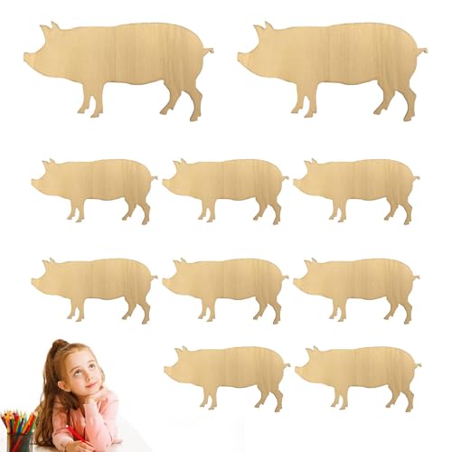 Schablonen für Tiermalerei, Tierschnitte aus unvollendetem Holz, 10 x Bastelarbeiten aus Holz zum Bemalen, Graffiti-Modelle, kreative unvollendete Ausschnitte, handgefertigte Ornamente von Generic