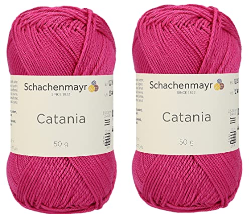 Schachenmayr Catania Garn Originals, 100 % merzerisiertes Baumwollgarn, insgesamt 100 g, je 50 g, 125 m, Amigurumi-Garn Fine-Sport 2 (114 CYCLAM) von Generic