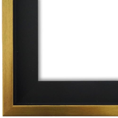 Schattenfugenrahmen Bilderrahmen Schwarz Gold 20x20-20x20 cm - Modern, Shabby, Vintage - Alle Größen - handgefertigter Holz Rahmen für Bilder - Leinwand auf Keilrahmen oder Platte - Udine von Generic