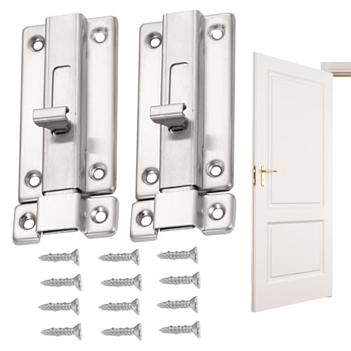 Schiebetürriegel, Türbolzenriegel, manuelles Sicherheitsschloss für Tür, Handriegel aus Edelstahl für Zwinger, Dachboden, Zaun, Schlafzimmer, B-Raum von Generic