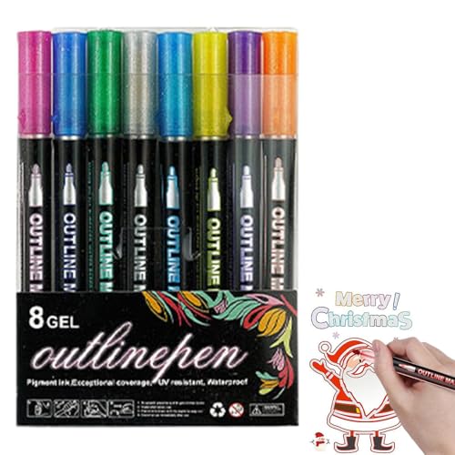 Schimmernde Marker, buntes Marker-Set, doppelreihig, automatische glitzernde Marker, Gelschreiber mit Pailletten von Generic
