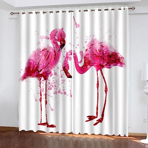 Schlafzimmervorhänge Wohnzimmer Rosa Flamingo 2 Stück Thermovorhang, Verdunkelungsvorhang, Weihnachten, Dekovorhänge 3D Muster Blickdichter Vorhang Schlafzimmervorhänge Wohnzimmer Rosa Flamingo 2 Stück Thermovorhang, Verdunkelungsvorhang, Weihnachten, Dekovorhänge 3D Muster Blickdichter Vorhang von Generic