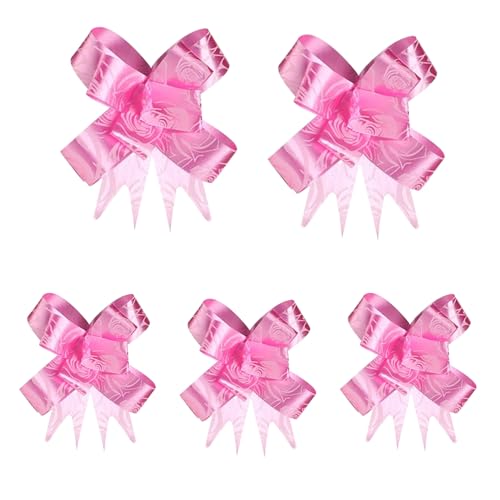 Schleifenbänder mit Blumendruck, elegantes Rosen-Design, für Geschenkverpackungen, Geschenkkörbe, Partydekorationen, 5 Stück (Rosa) von Generic