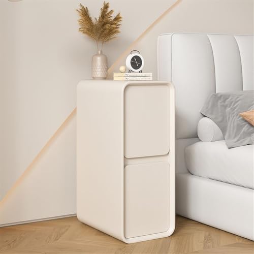 Schmaler Nachttisch im cremefarbenen Stil, Nachttisch mit 2 Schubladen, Kleiner Nachttisch aus Holz, moderner Beistelltisch für Schlafzimmer, Kommode für Schlafzimmer (Beige, B 30 Schmaler Nachttisch im cremefarbenen Stil, Nachttisch mit 2 Schubladen, Kleiner Nachttisch aus Holz, moderner Beistelltisch für Schlafzimmer, Kommode für Schlafzimmer (Beige, B 30 von Generic