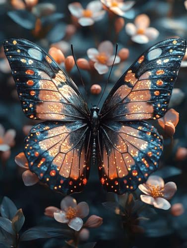 Schmetterling Diamond Painting Erwachsene, Diamond Painting Blume Muster Design, 5D DIY Full Eckige Drill Diamant Crystal Art Mosaik Bastelset Erwachsene für Deko Wohn, Geschenke (30x40cm) -wyl2506ZT von Generic