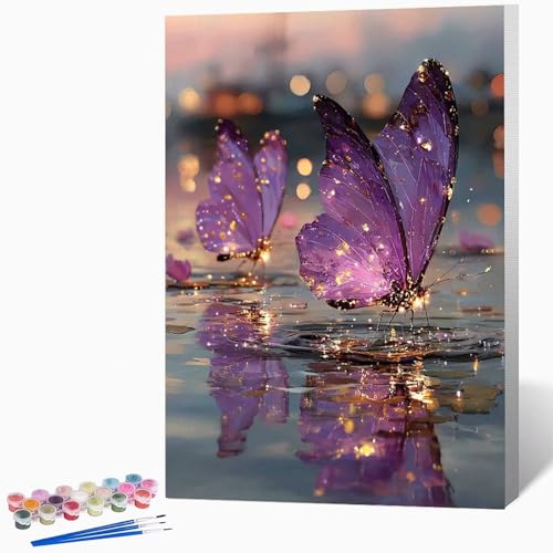 Schmetterling Malen Nach Zahlen Erwachsene Abstrakt Malen Nach Zahlen DIY Set Erwachsene 40x60cm, Kreativ Handgemalt Leinwand Set Mit 3-Pinseln Und Acrylfarbe, Geschenke (Ohne Rahmen) -LKF073207 von Generic