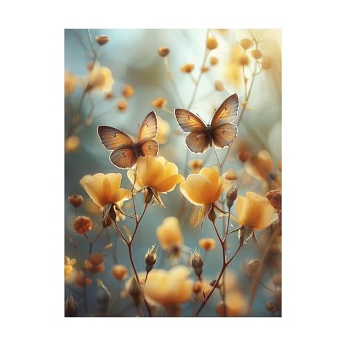 Schmetterling Malen Nach Zahlen Erwachsene Blume Malen Nach Zahlen 135x100 cm DIY Basteln Erwachsene Klarheit Farbe Leinwan Bilder mit Acrylfarben Set 3 Typen Pinsel für Deko Wohnzimmer 2YH-14723 von Generic