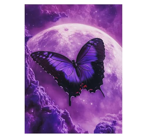 Schmetterling Malen Nach Zahlen Erwachsene Mond Malen Nach Zahlen 135x100CM DIY Basteln Erwachsene Klarheit Farbe Leinwan Bilder mit Acrylfarben Set 3 Typen Pinsel für Wanddeko Wohnzimmer YH2-1122 von Generic