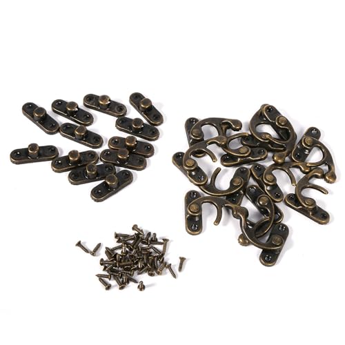 Schmuckkästchen-Verschluss, Kleiner Knüpfhaken, 12 Stück, Schmuckkästchen-Hardware mit dekorativen Schrauben (Links) (Antikbronze rechts) von Generic