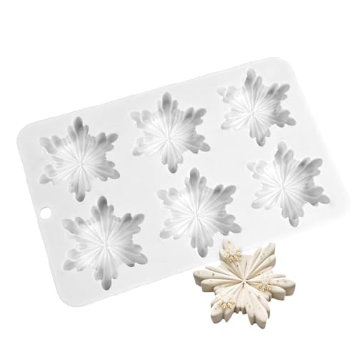 Schneeflocken-Seifenform, Schneeflocken-Silikonform, Winterweihnachtsschokoladenformen, 6 Gitter, Schneeflocken-Eiswürfelform, Prägewerkzeuge zum Backen von Schokolade von Generic