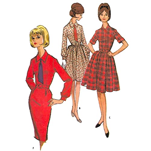 Schnittmuster im Vintage-Stil der 1960er-Jahre, Hemd-Taillenkleid, schlank oder voller Rock – Brustumfang: 96,5 cm von Generic