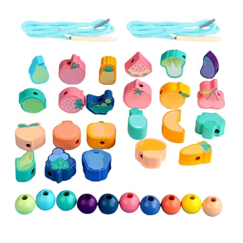 Schnürperlen - Leuchtende Schnürperlen für Kunst und Handwerk, kreatives Spielen | Perfekt für die Feinmotorik von Kindern, zur Schmuckherstellung, Perlenset c von Generic
