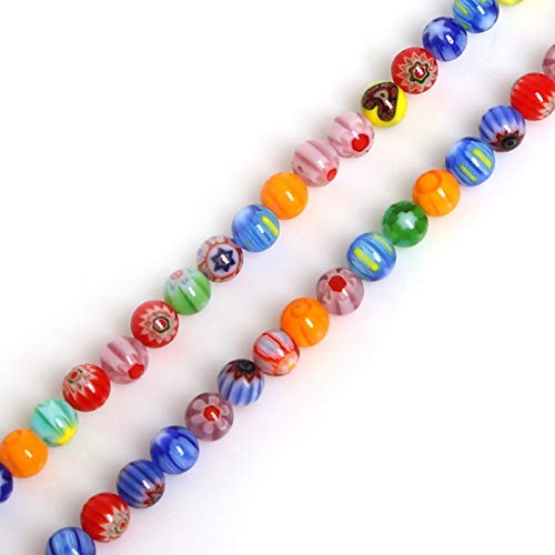 Schöne Perlenmischung Millefiori Lampwork Glas Runde Perlen DIY Schmuckperlen von Generic