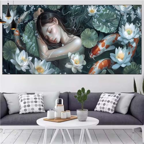 Schönheit Diamond Painting xxl 70x140cm Diamond Painting Erwachsene Fisch Diamant Malerei Set,Mosaikherstellung Malen Nach Zahlen Cross Stickerei Kunst Leinwand Malerei Kits,Décor Gifts Frauen CN-815 von Generic