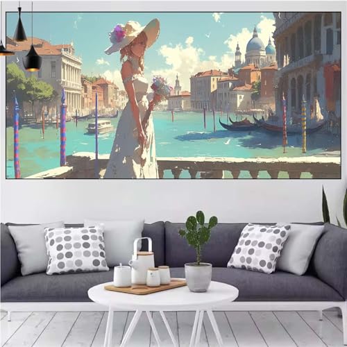 Schönheit Diamond Painting xxl 80x160cm Diamond Painting Erwachsene Stadt Diamant Malerei Set,Mosaikherstellung Malen Nach Zahlen Cross Stickerei Kunst Leinwand Malerei Kits,Décor Gifts Frauen CN-685 von Generic