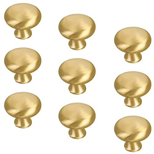 Schrankknäufe, 9 Stück, goldene Schubladengriffe, runde Möbelknöpfe aus massivem gebürstetem Messing mit Schrauben für Schranktür, Kommode, Kleiderschrank, Schuhschrank Schrankknäufe, 9 Stück, goldene Schubladengriffe, runde Möbelknöpfe aus massivem gebürstetem Messing mit Schrauben für Schranktür, Kommode, Kleiderschrank, Schuhschrank von Generic