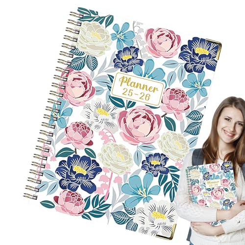 Schreibjournale,Schulheft - A5 Ästhetisches Dickes Planer Und Tagebuch Mit Blumenmuster Für Juli 2025 Bis Juni 2026 Notizblock Für Arbeitsplatz Skizzieren Bullet Journaling Feldnotizen von Generic