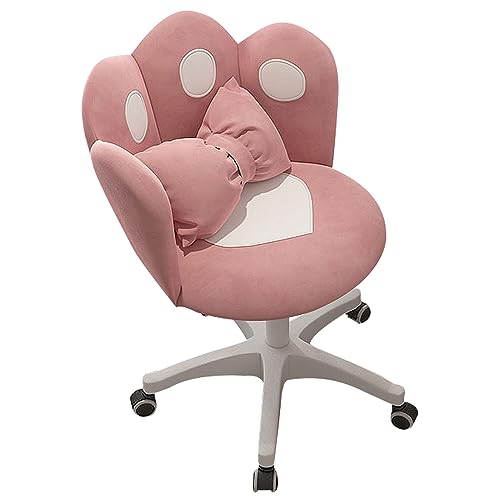 Schreibtischstuhl für das Homeoffice, ergonomischer Bürostuhl, Klauenform, Schreibtischstuhl aus Samtstoff, Schminkstuhl mit Rollen, Drehstuhl für Frauen, Mädchen (Dunkelrosa) von Generic
