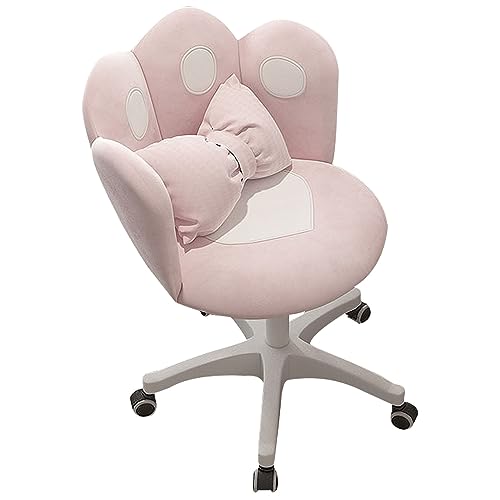 Schreibtischstuhl für das Homeoffice, ergonomischer Bürostuhl in Klauenform, Schreibtischstuhl aus Samtstoff, Schminkstuhl mit Rollen, Drehstuhl für Frauen, Mädchen (Hellrosa) von Generic