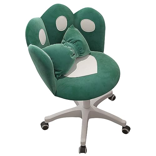 Schreibtischstuhl für das Homeoffice, ergonomischer Bürostuhl in Klauenform, Schreibtischstuhl aus Samtstoff, Schminkstuhl mit Rollen, Drehstuhl für Frauen, Mädchen (grün) von Generic