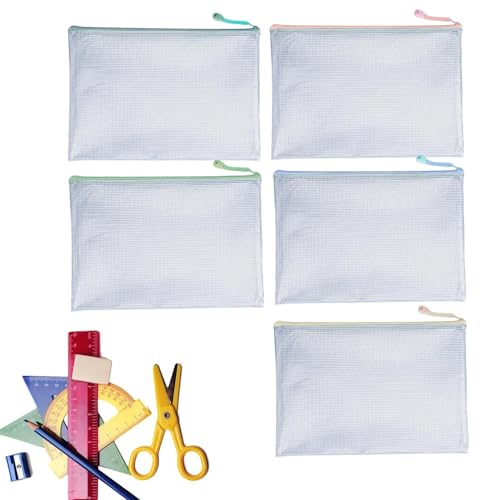 Schreibwarenstifttasche - Maschenbeutel Mit Reißverschluss, Briefpapierbüro | A4 File Storage Bags Reißverschlussbeutel, 5 Teile Wasserdichte Speicherorganisator Für Briefpapiervorräte Brettspiele Sch von Generic